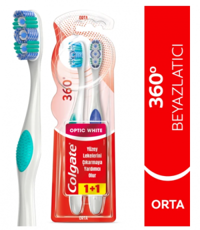 Colgate Diş Fırçası 360 2'li Optik Beyaz Orta*12