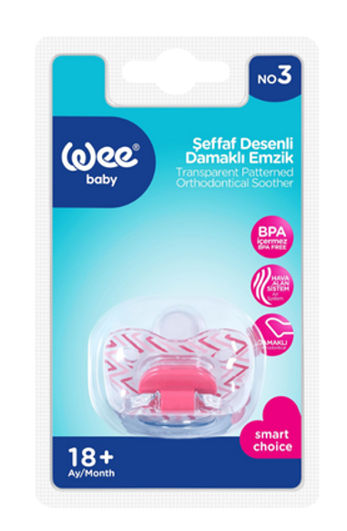 Wee Baby (838) Şeffaf Desenli Damaklı Emzik No:3*6