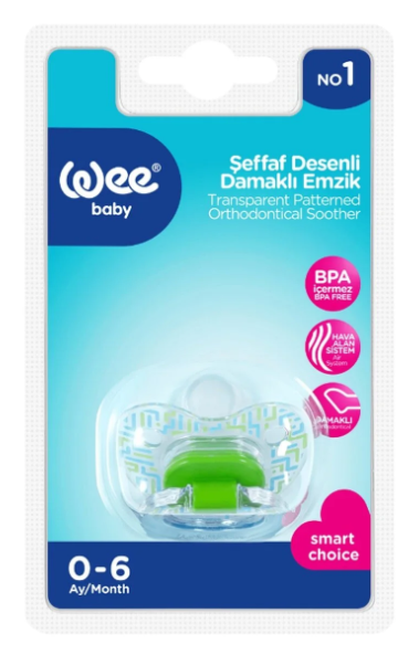 Wee Baby (836) Şeffaf Desenli Damaklı Emzik No:1*6